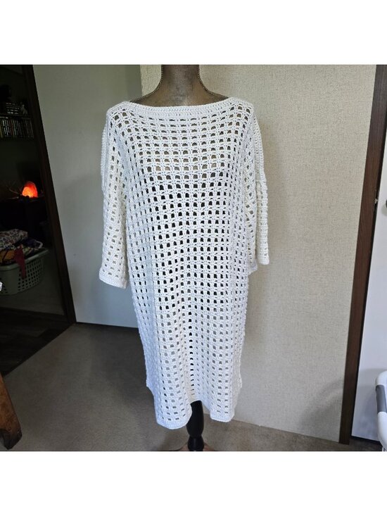 Other - Crochet Knit Boho Tunic Dress Large Swim Cover